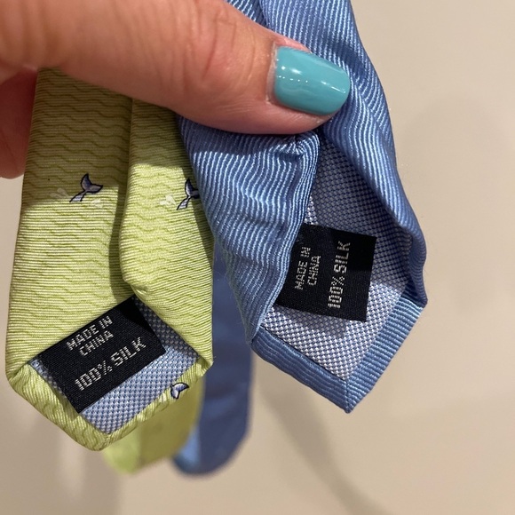 Tommy Hilfiger Neck Ties Mens Silk Green Whale Blue Polka Dot School  Lot of 2 - Picture 6 of 7